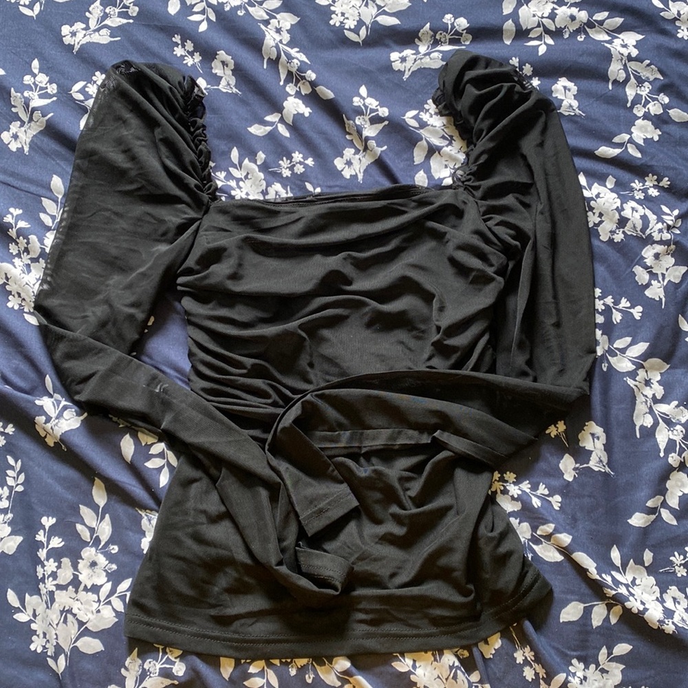black mesh top